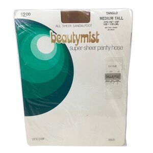 Beautymist Super Sheer Panty Hose NOS Stockings Nylons Sandalfoot Med Tall 8805